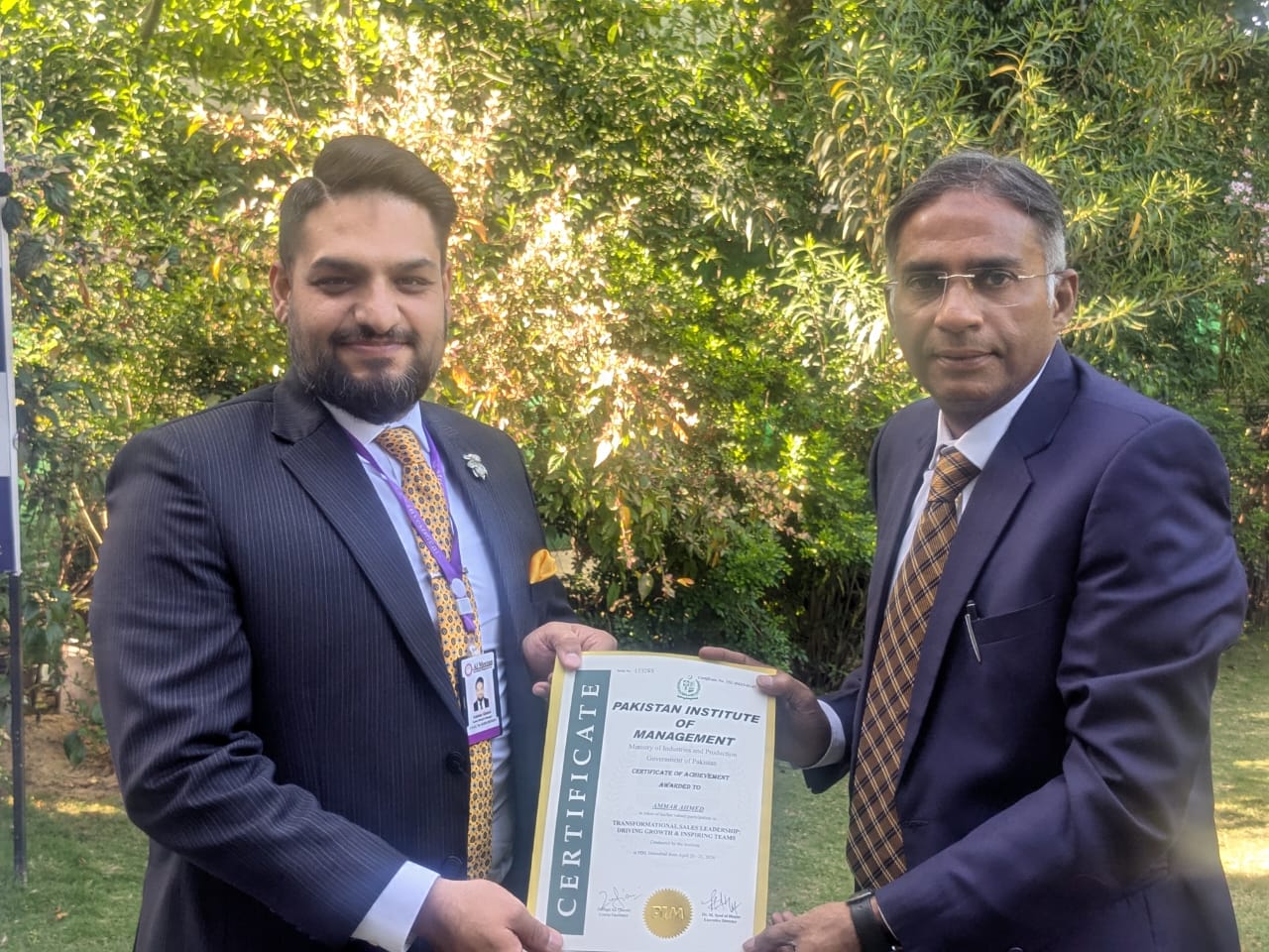 PIM certificate ceremony — Zulfiqar Ali Qureshi with participants
